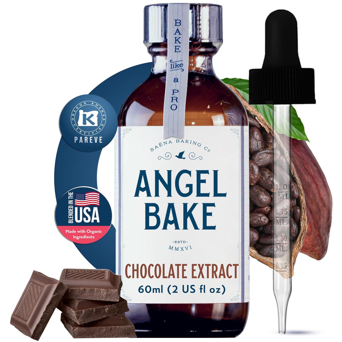 Pure Chocolate Extract for Baking, Mixology, Desserts & Recipes- Kosher, Keto Friendly, Vegan