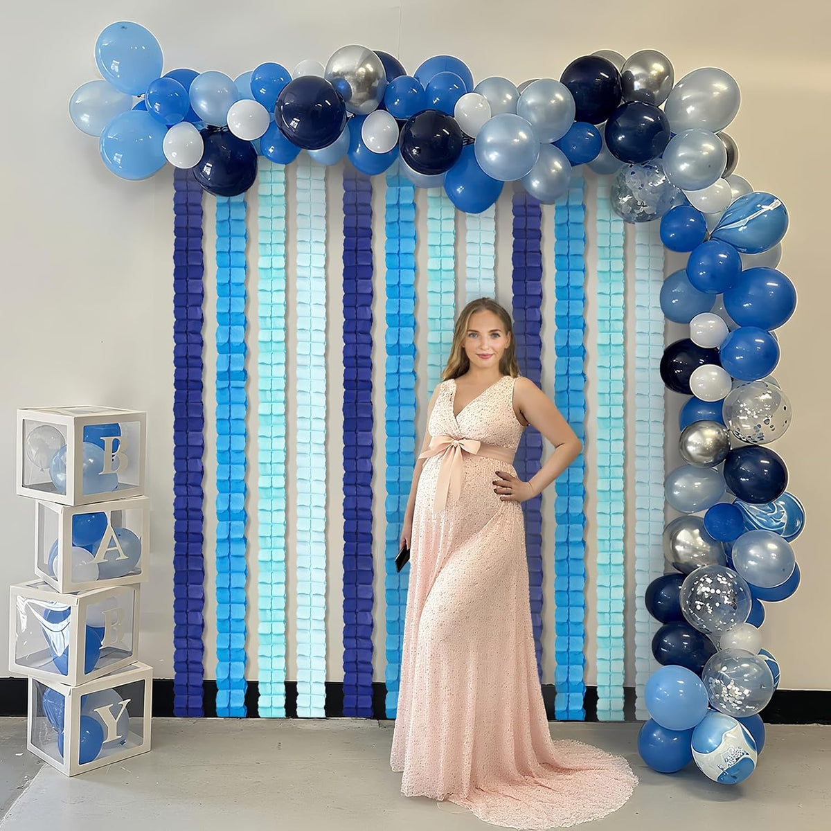 12Pcs Blue Party Decorations, Hanging Blue Streamers Garland for Women Boys Men Birthday Baby