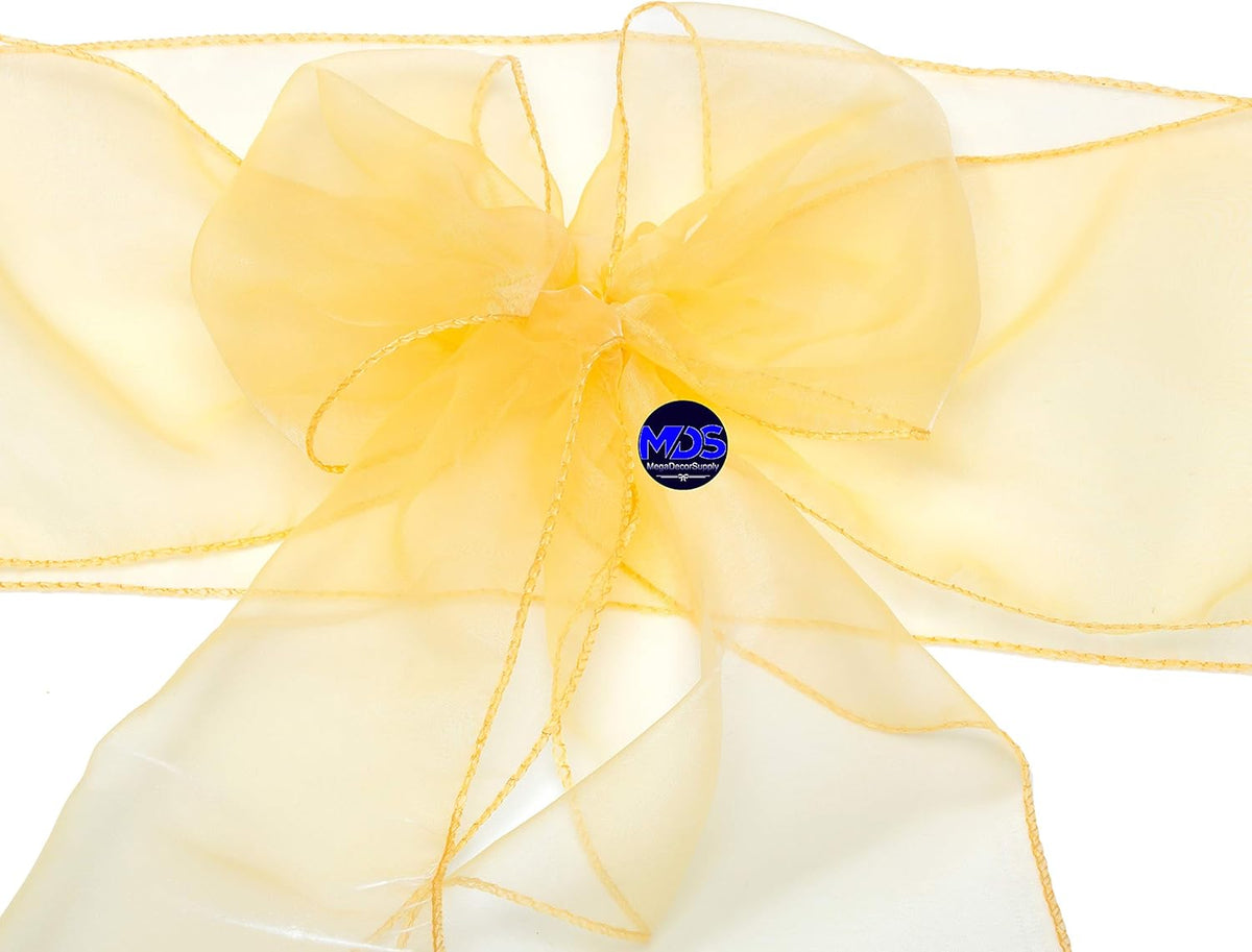 MDS Pack of 50 PCS Organza Chair Sashes Wider Dining Chair Bows Ribbon Tie Back for Wedding Party