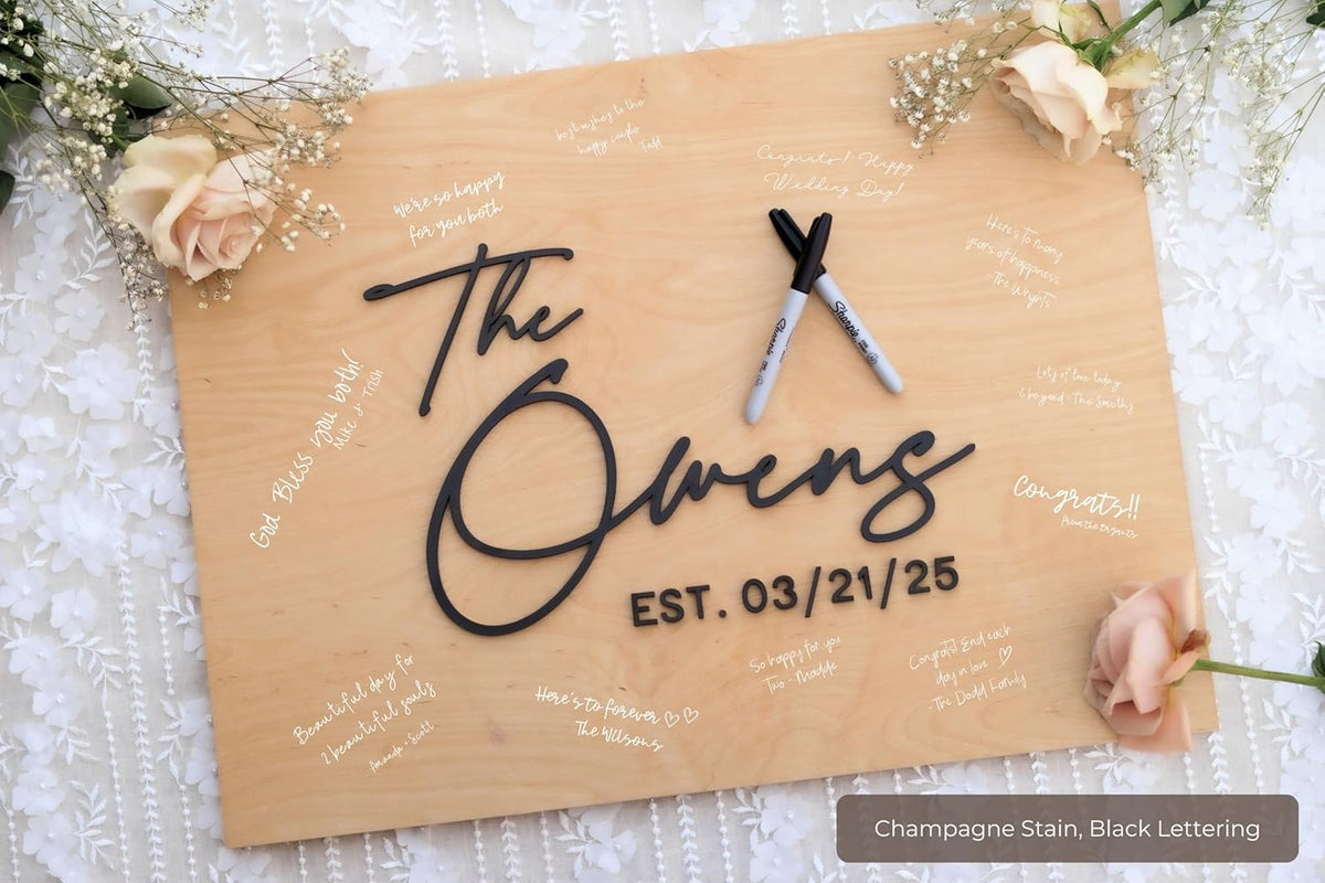 Personalized Last Name Guest Book, Unique Guest Book Sign, Custom Alternative Guest Book, Wooden