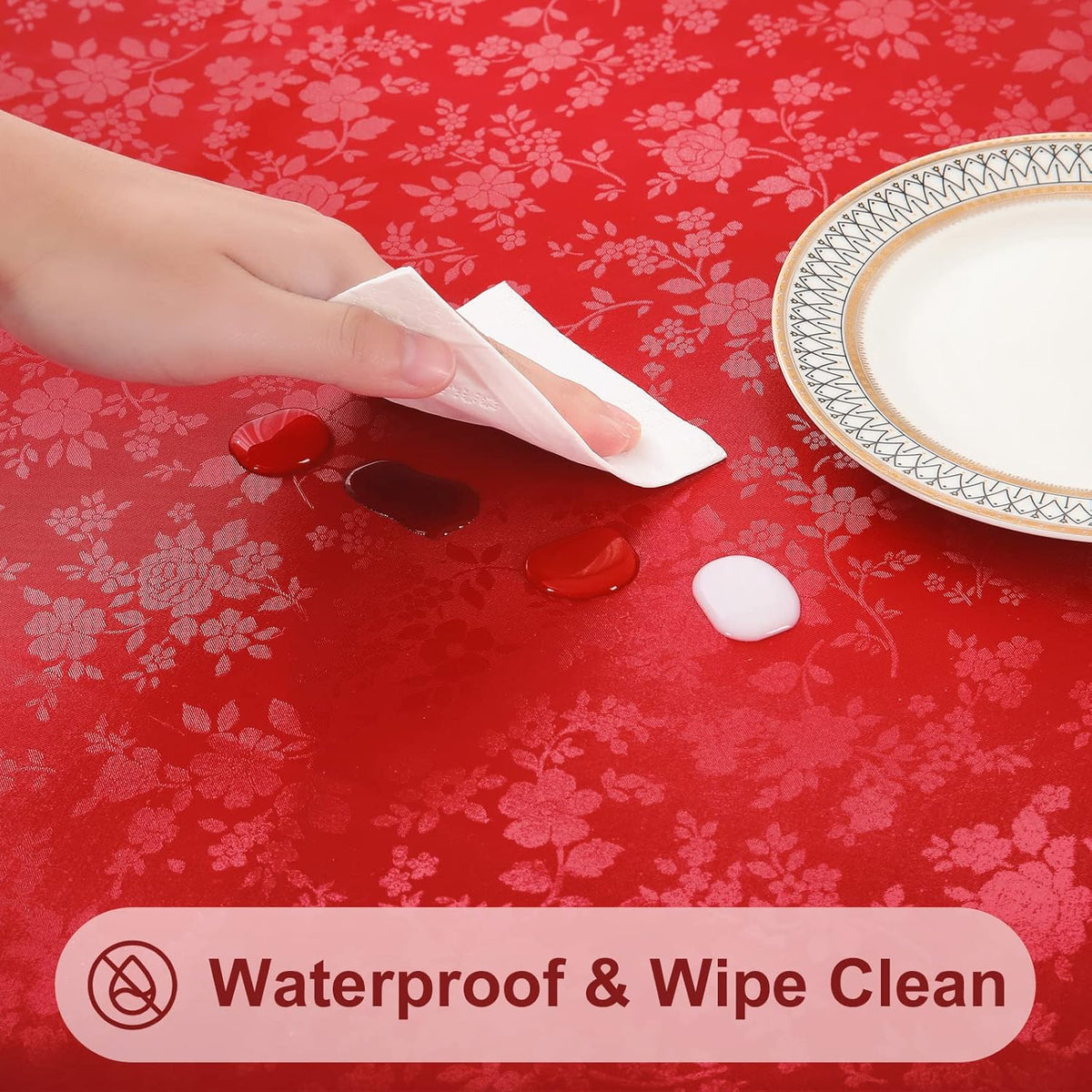 Smiry Square Table Cloth, Waterproof Heavy Duty Vinyl Tablecloths, Wipeable Washable Table Cover