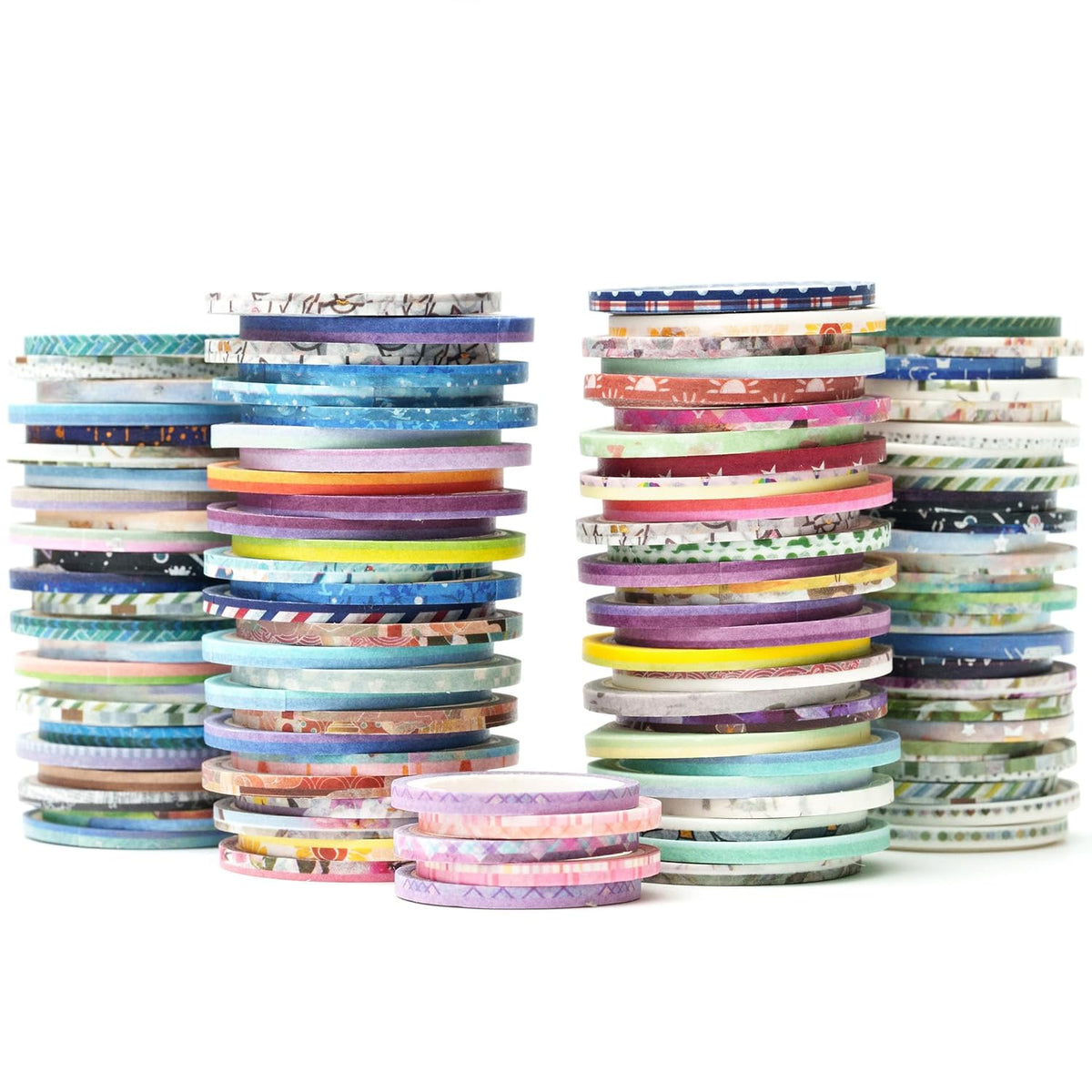 YUBX Exrta Slim Washi Tape Set Random Patterns 80 Rolls+ Bundle Printed Super Skinny Decorative
