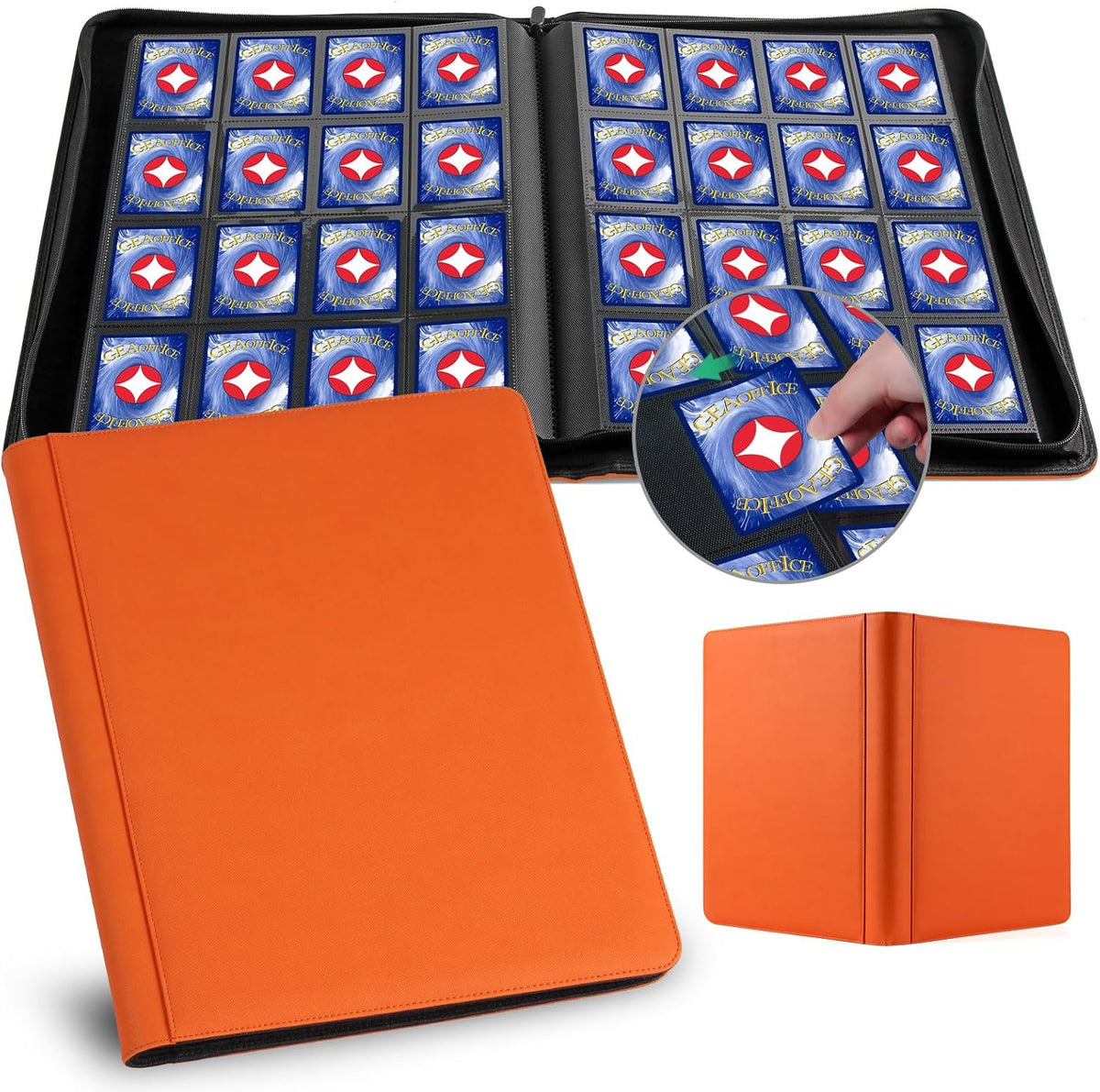 1000+ Pockets Trading Card binder, GEAoffice PU Cover Card Collection Binder, Premium 16 Pockets