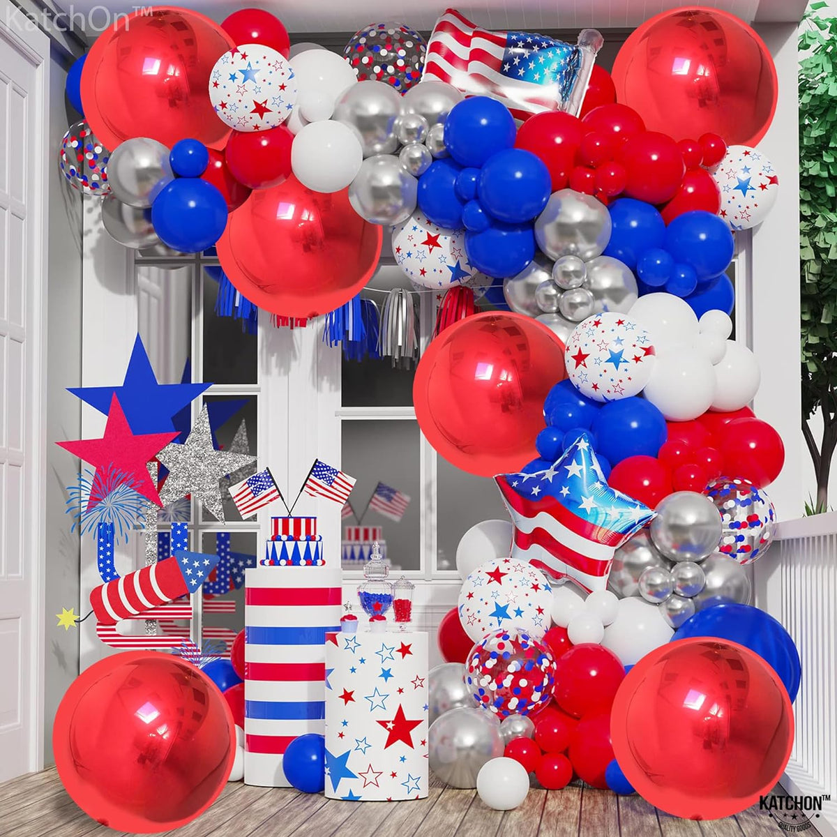 KatchOn, Red Foil Balloons - Big 22 Inch, Pack of 6 | 4D Sphere Metallic Red Balloons for Happy