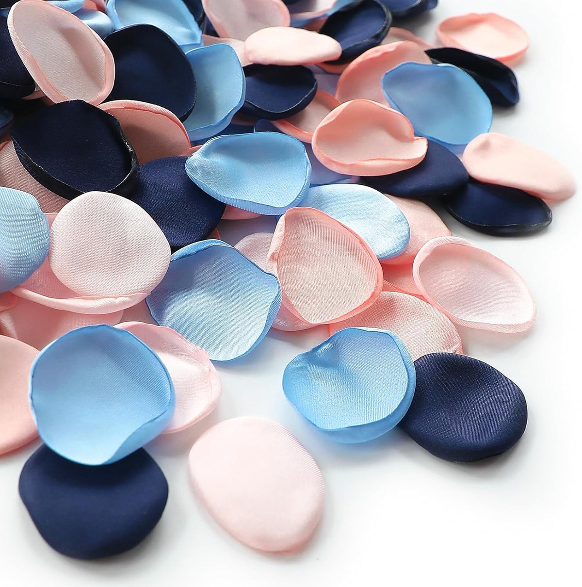 Floroom 300pcs Rose Petals Navy Blue Blush Faux Silk Flower Petals for Wedding Flower Girl Basket