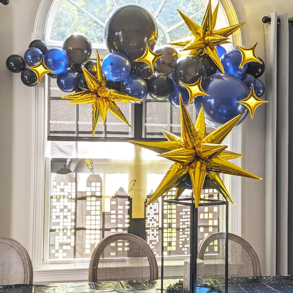 6 Pcs 22" & 10 Pcs 10" Star Foil Balloons - Gold, 12 Point & 4 Point Star Balloons for Party