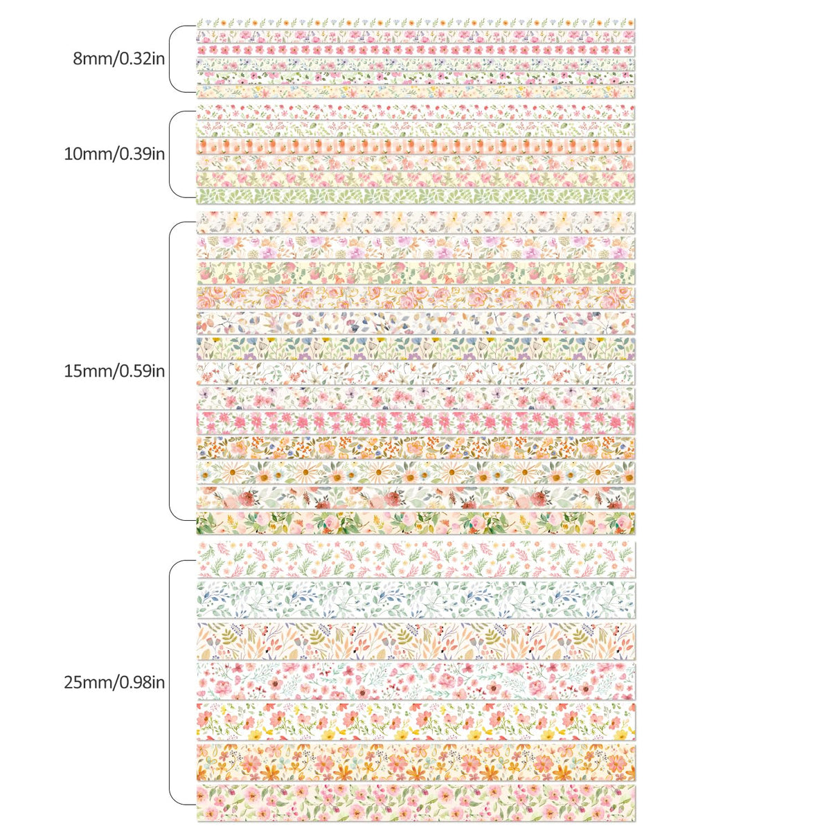 32 Rolls Washi Tape Set, Colored Floral Decorative Masking Tape, Artists Tapes for Journaling, Junk