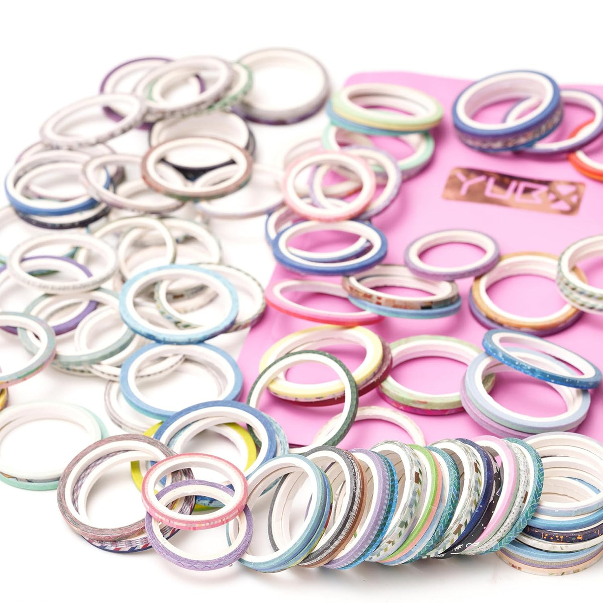YUBX Exrta Slim Washi Tape Set Random Patterns 80 Rolls+ Bundle Printed Super Skinny Decorative