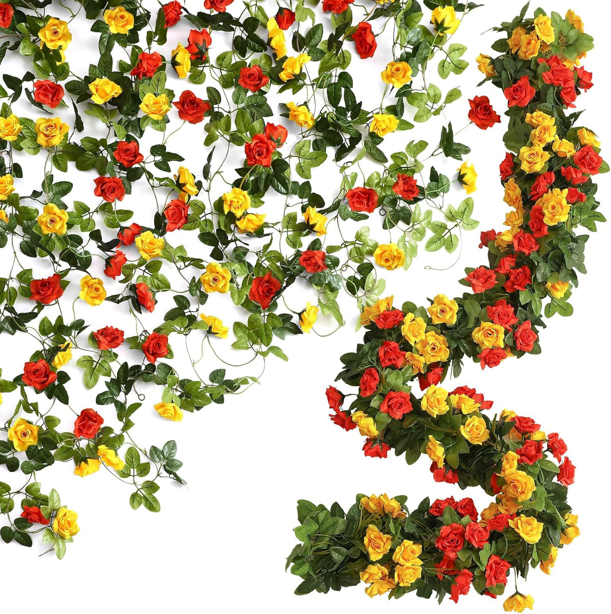 Floweroyal 6 Pack Artificial Flower Garlands 15.8FT Fake Rose Vines Silk Flowers Hanging Rose Ivy