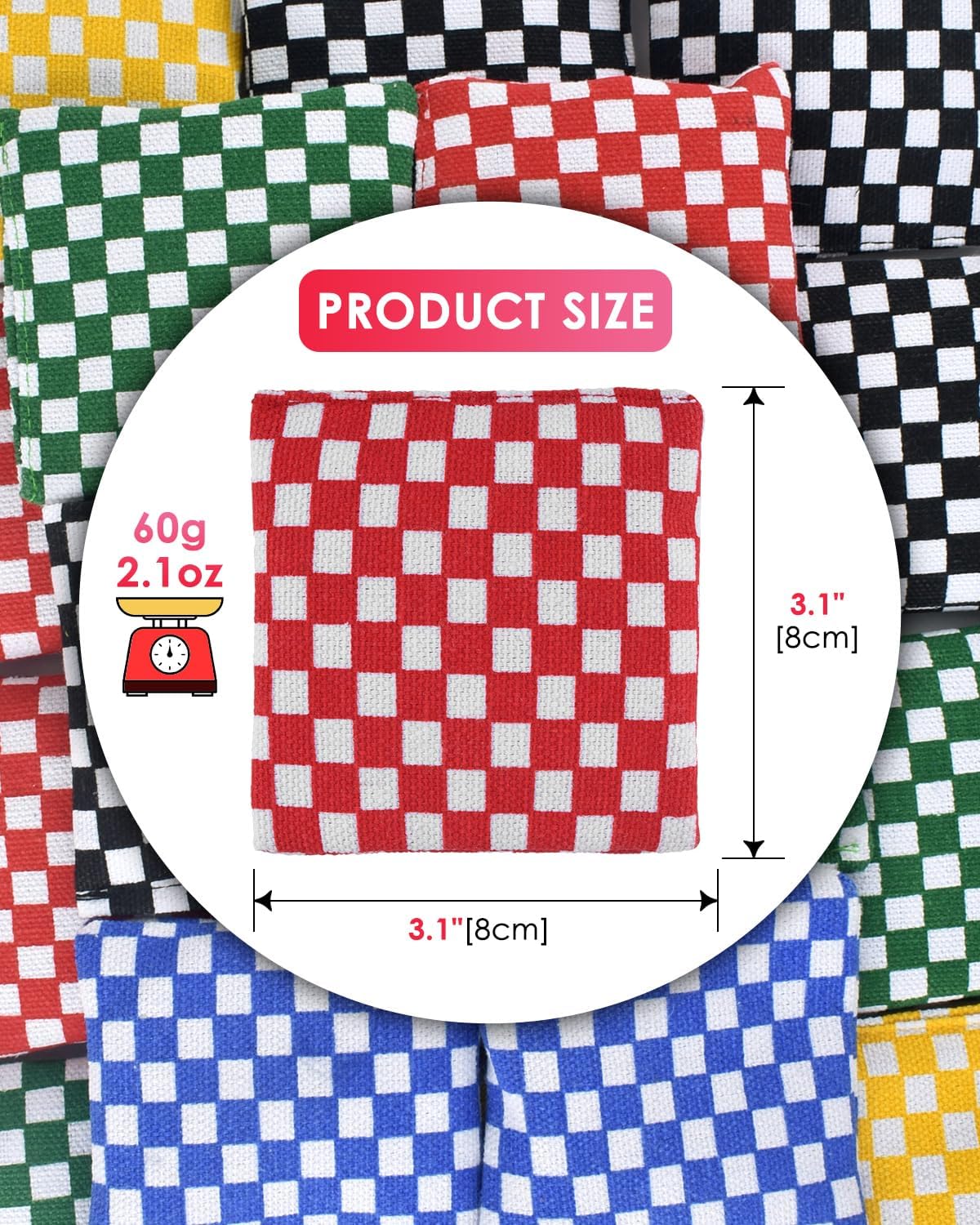 TINDTOP Mini Bean Bags for Tossing - 3.1" x 3.1", Cornhole Outdoor Toss Gaming Colorful Canvas Bean
