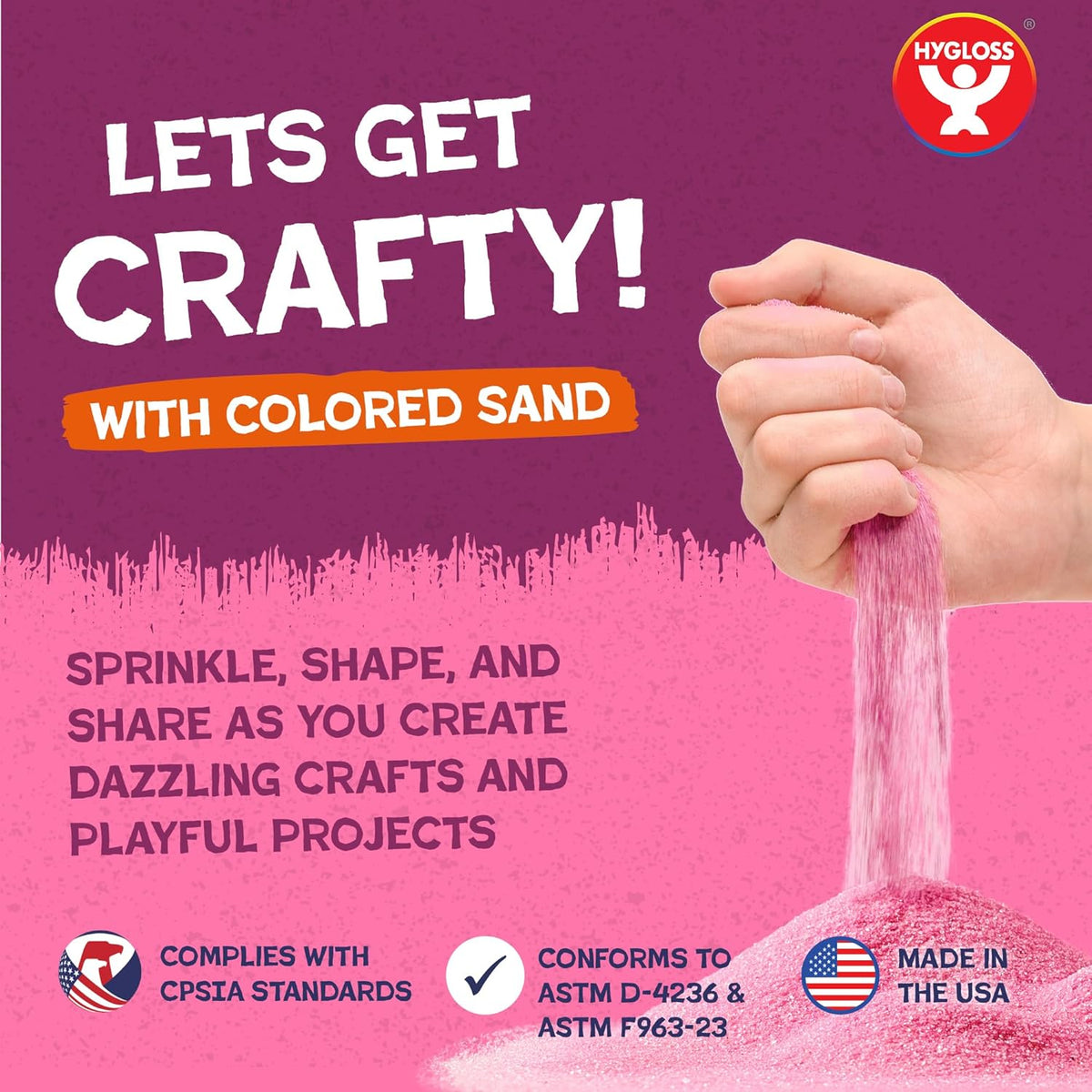 Hygloss Colored Sand for Crafts - 15 lb Bottle, Green Vibrant Colorful Fine Sensory Play Sand Art