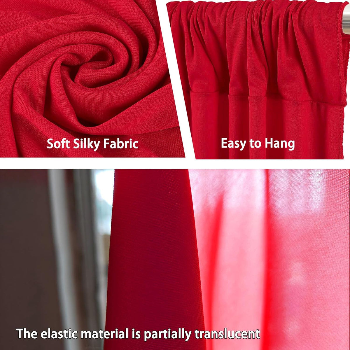 10 x 10 Feet Red Backdrop Curtain for Partie, Background Curtains for Photoshoot, Birthday
