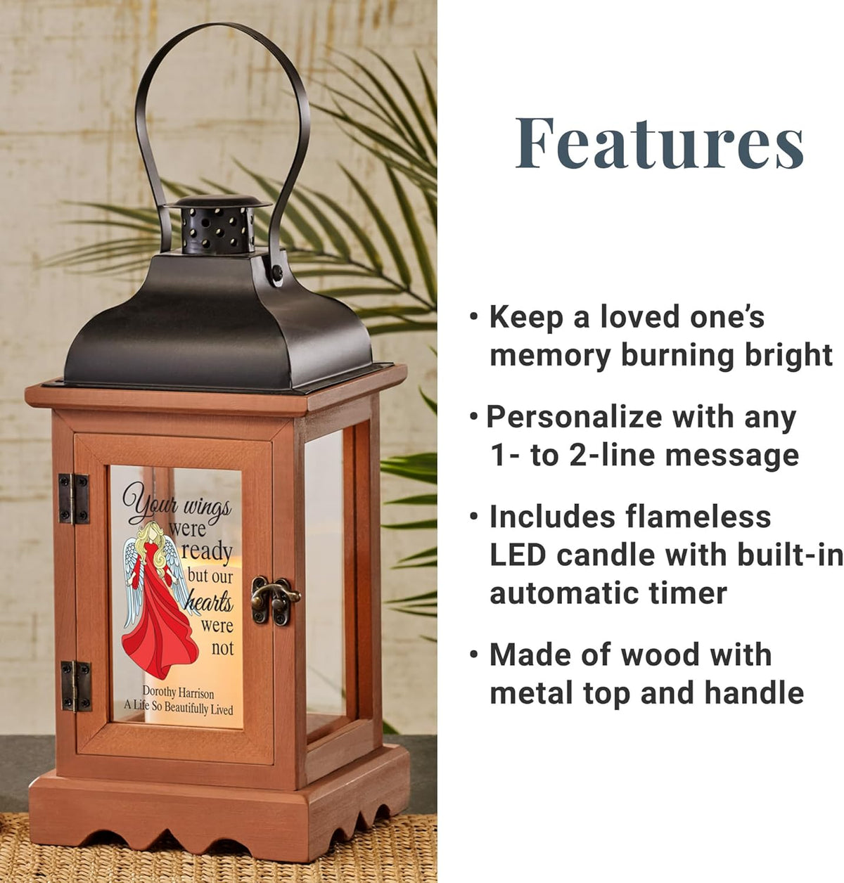 Let's Make Memories Personalized Memorial Lantern - Sympathy - Condolences - in Memory - LED Candle