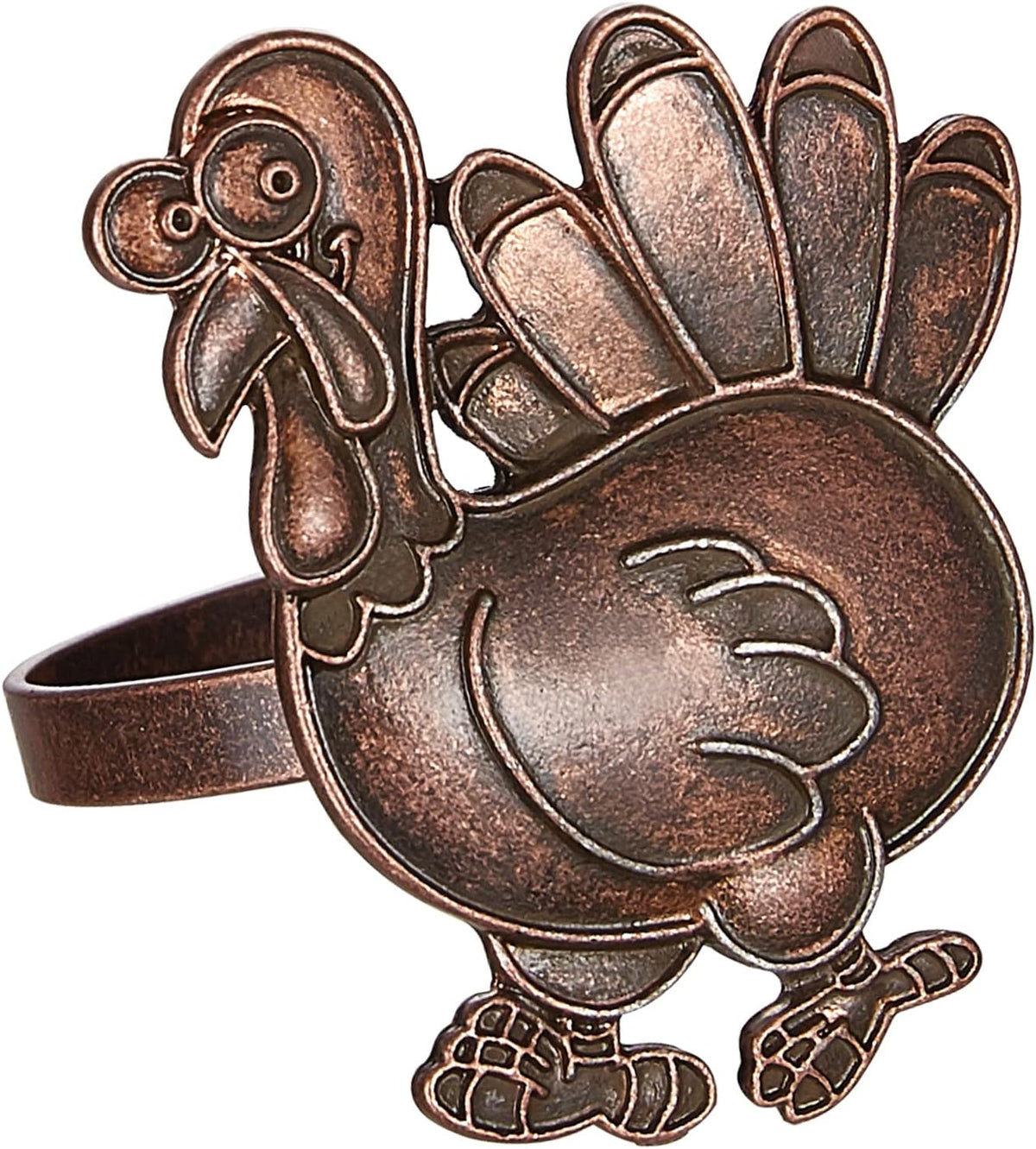 Halatool Thanksgiving Bronze Turkey Napkin Rings Set of 6, Funny Metal Festival Napkin Holders for