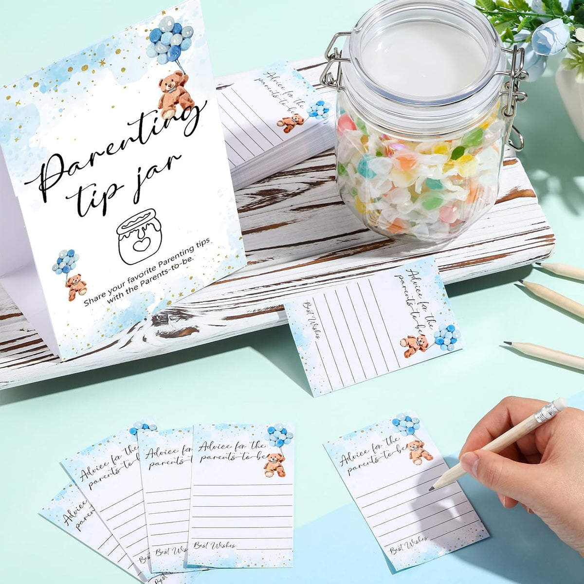 Roowest Baby Shower to Baby Advice Cards for New Parents to Be - Tip Jar Sign for New Parents 60
