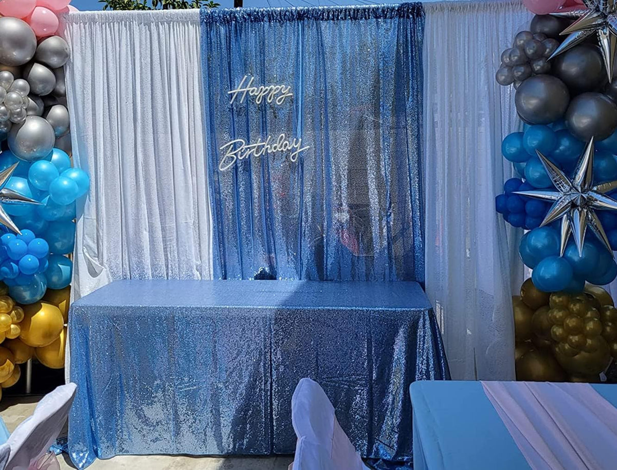 Poise3EHome 2ft x 8ft Baby Blue Sequin Backdrop Curtains 2 Panels Photography Backdrop for Party