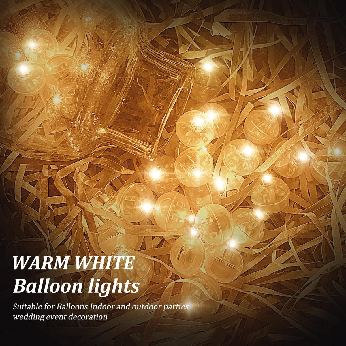 50pcs LED Warm White Balloon Lights, Round LED Mini Lights for Paper Lantern Balloon Birthday Party