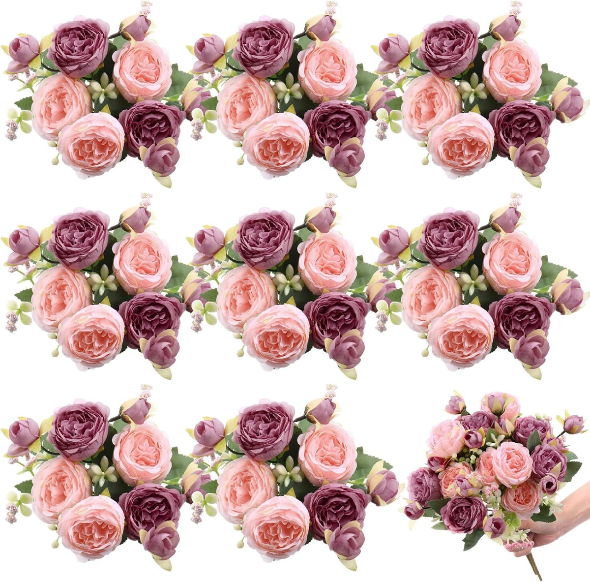 8 Bundles Artificial Peonies Flowers Boho Faux Flowers Arrangements Artificial Centerpiece Spring