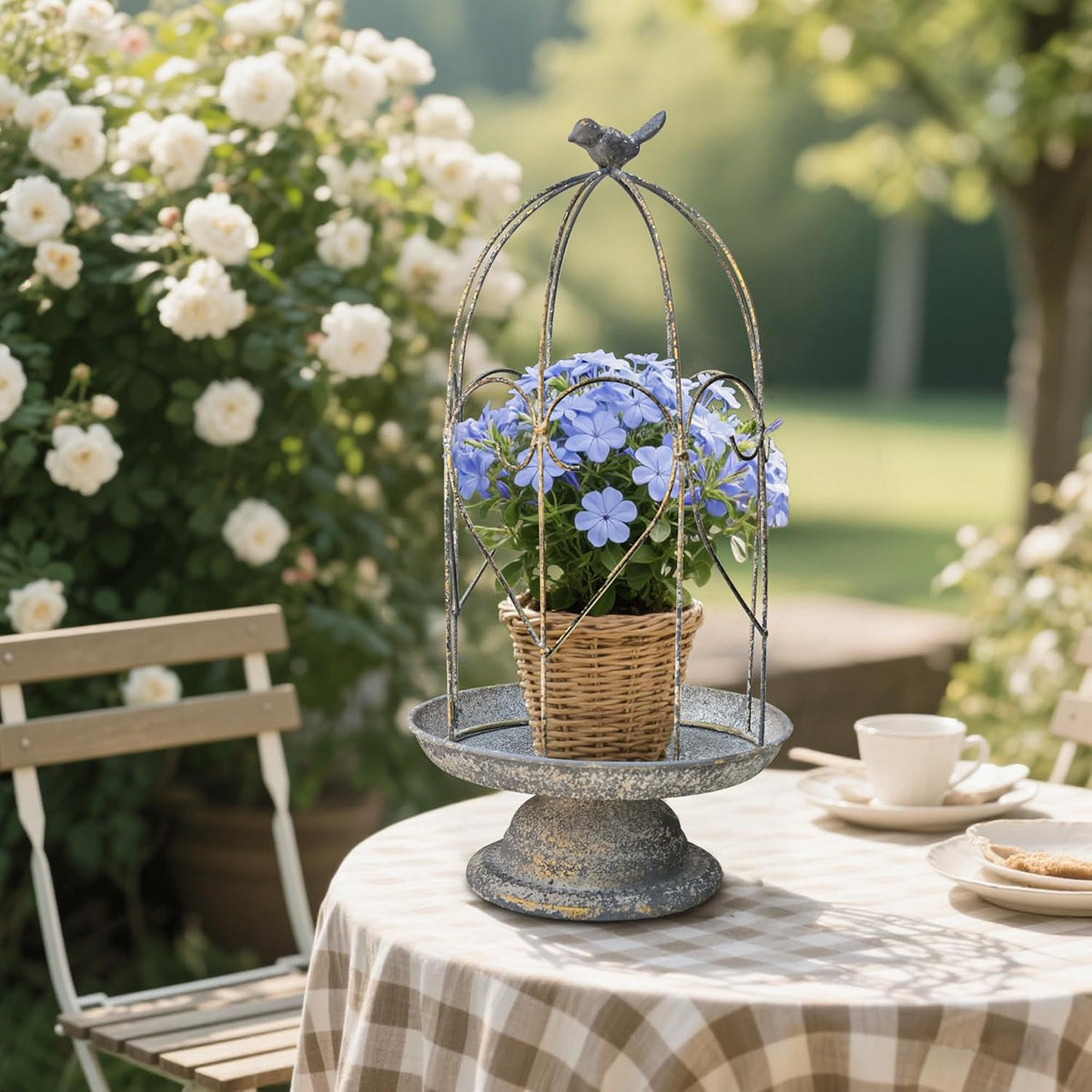 Rustic Farmhouse Metal Planter Holder Vintage Birdcage Candle Holder Distressed Deractive Flower