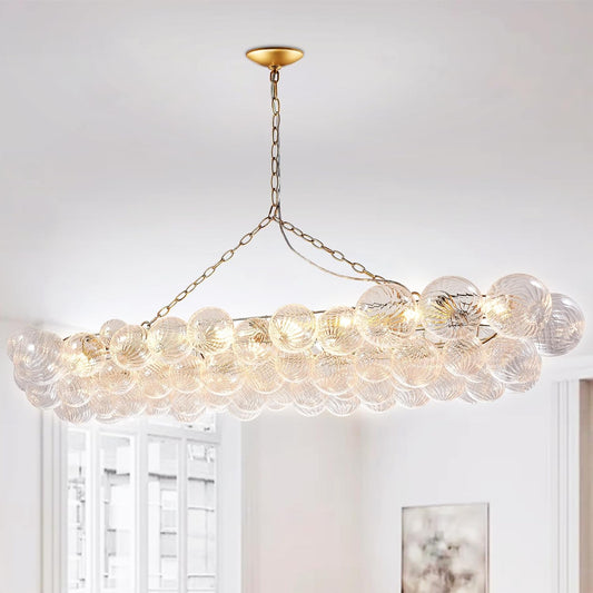 Nordic Bubble Ball Swirled Glass Chandelier, 62 inch Long Rectangular Chandeliers Island Light