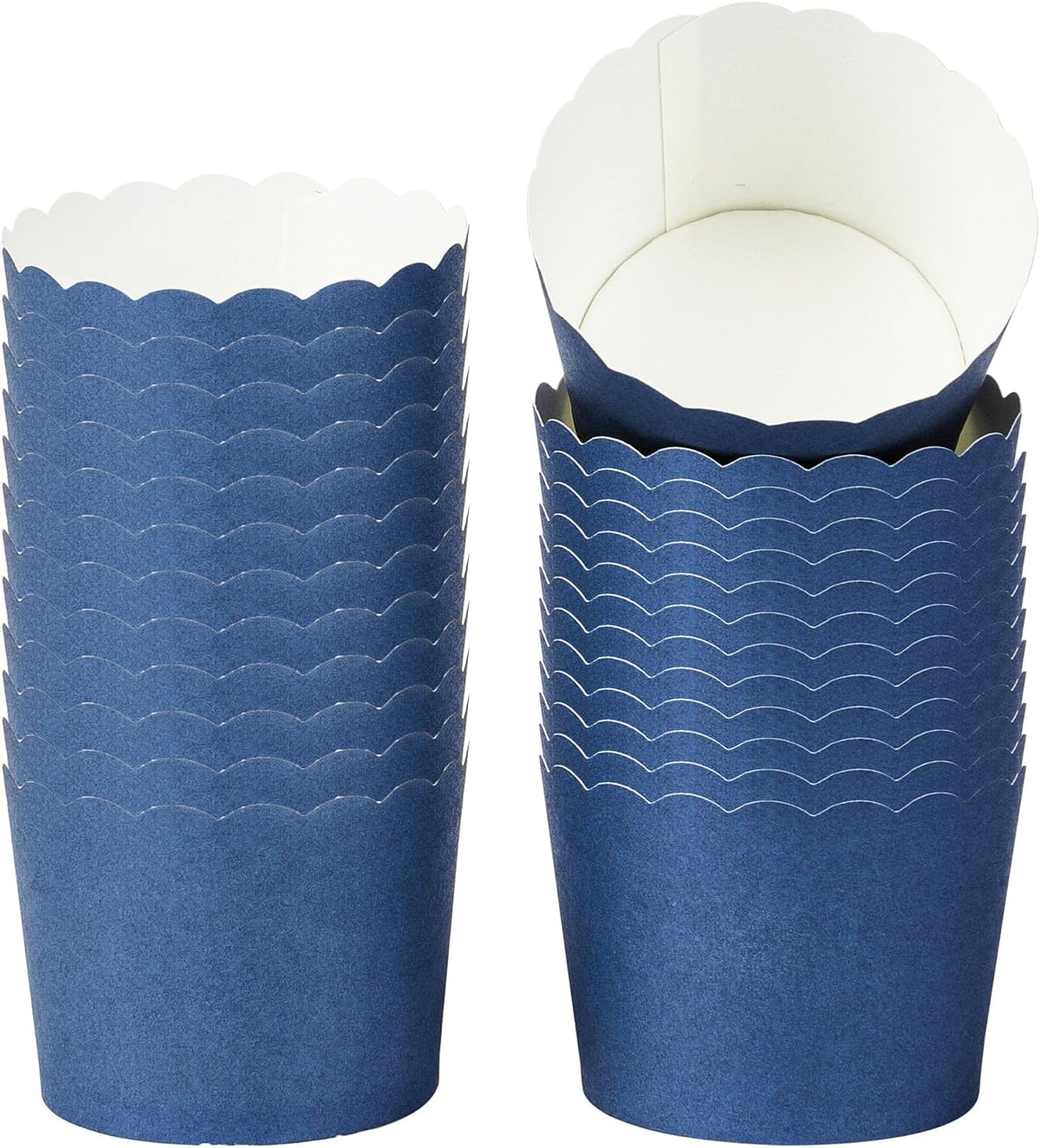 Panificio 3 Ounce Cupcake Wrappers, 200 Scalloped Baking Cups - Oven-Ready, Greaseproof, Midnight