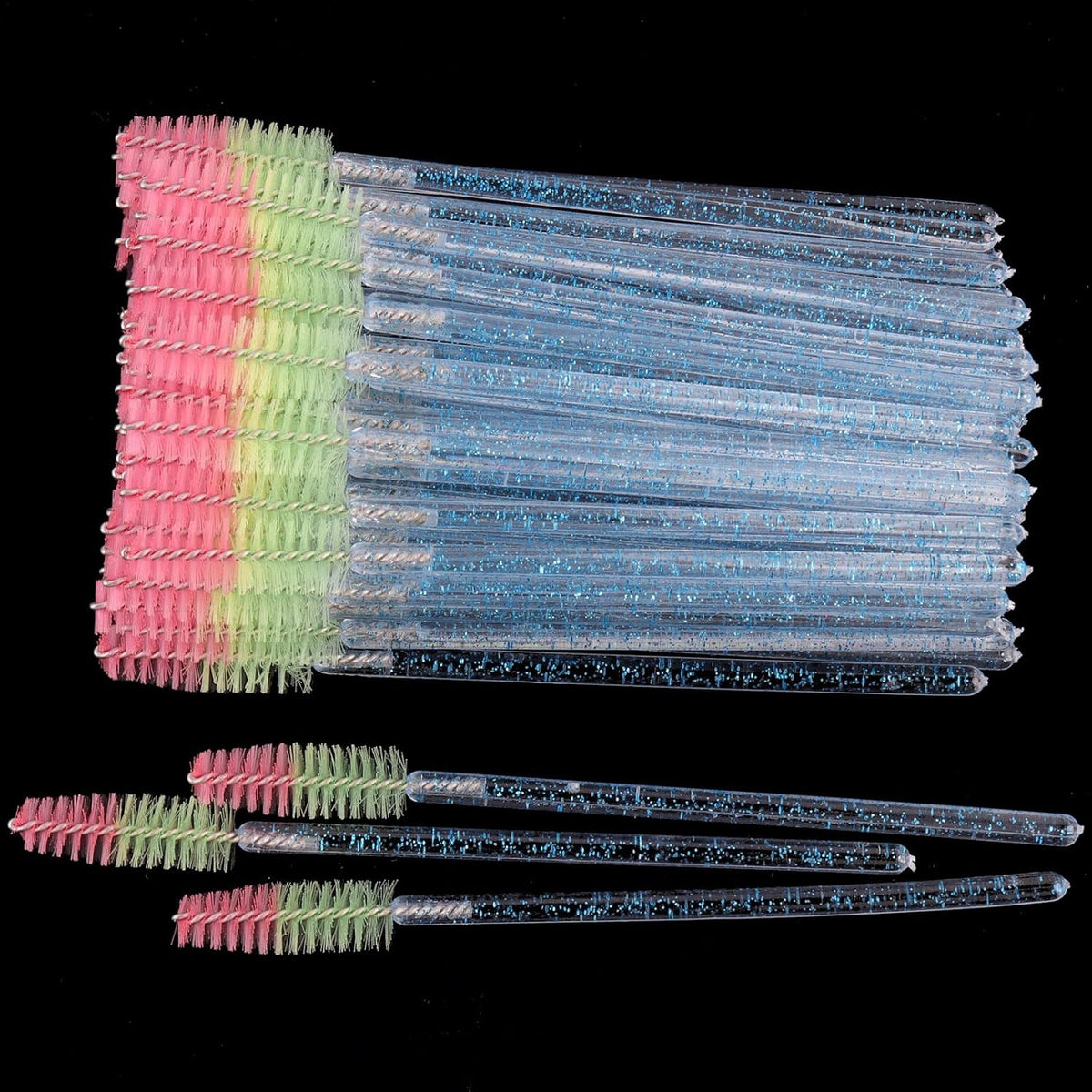 300PCS Disposable Mascara Wands Spoolie Brush Crystal Eyebrow Brushes Eyelash Extension Applicator