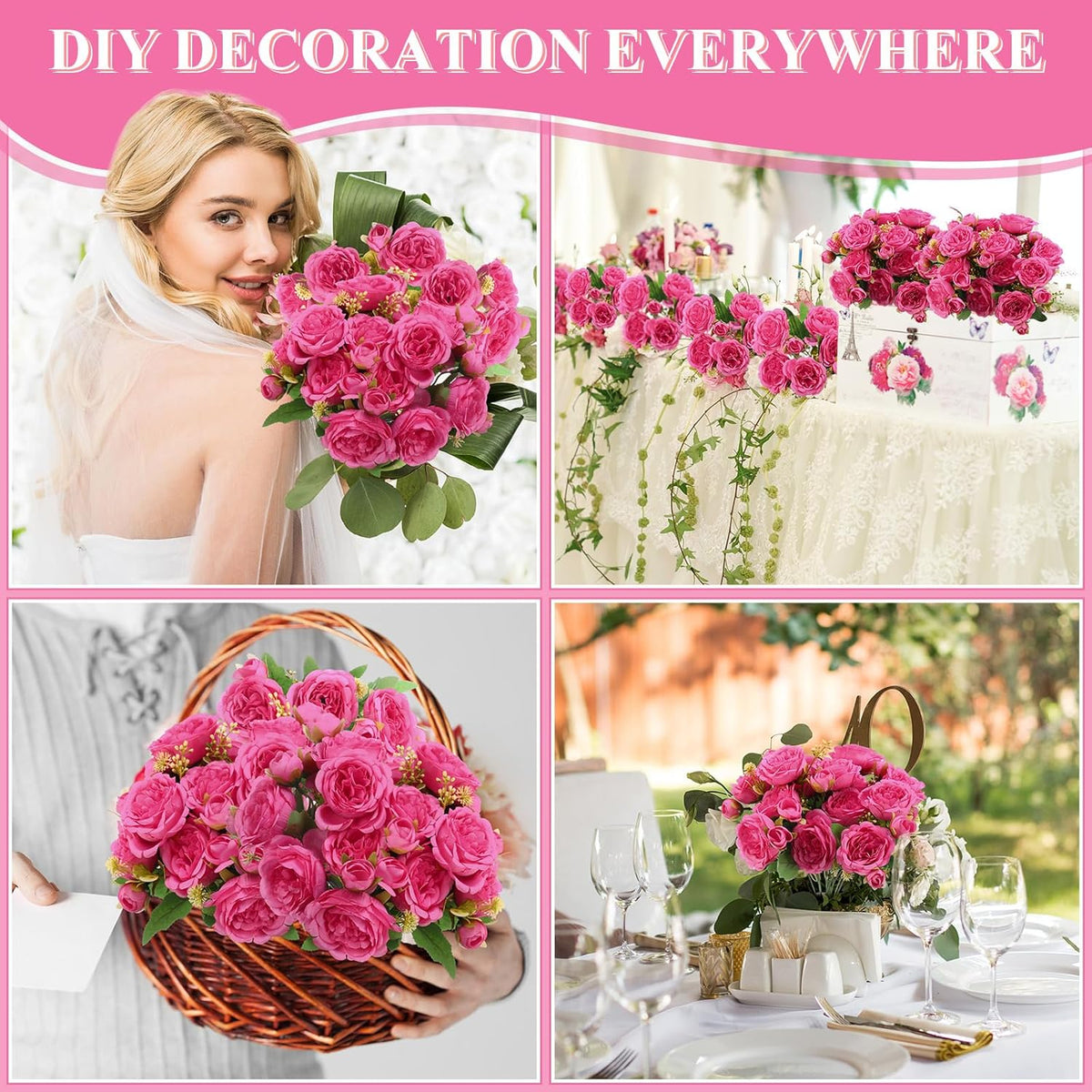 8 Bundles Artificial Peonies Flowers Boho Faux Flowers Arrangements Artificial Centerpiece Spring