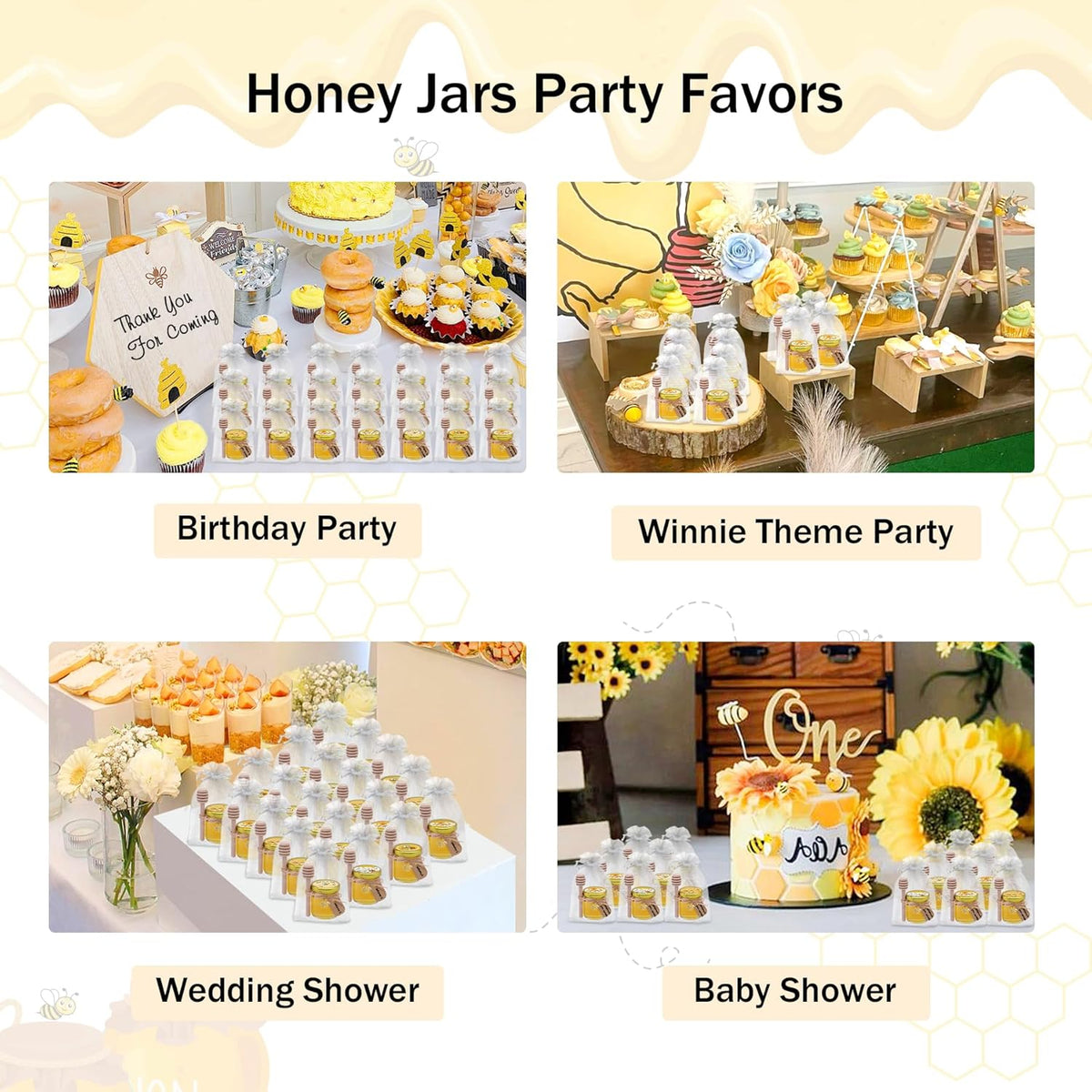 Aliggbent 126 Pack Mini Honey Jars for Party Favors in Bulk, 1.5 oz Small Round Glass Honey Jars