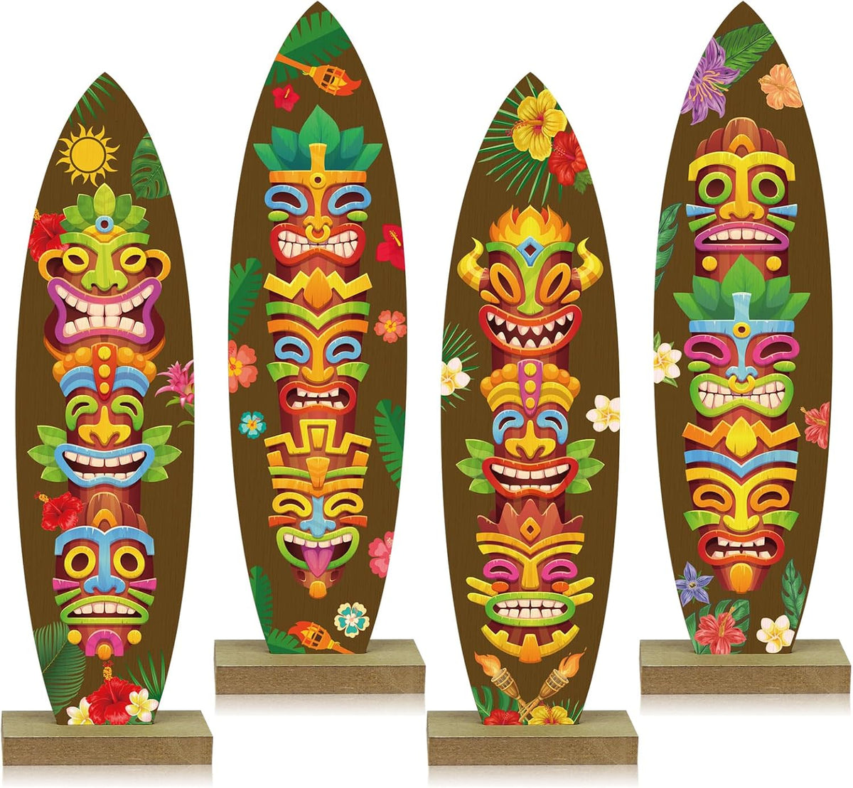4 Pcs Surfboard Decorations for Party Welcome to Paradise Sign Tropical Bar Table Centerpieces