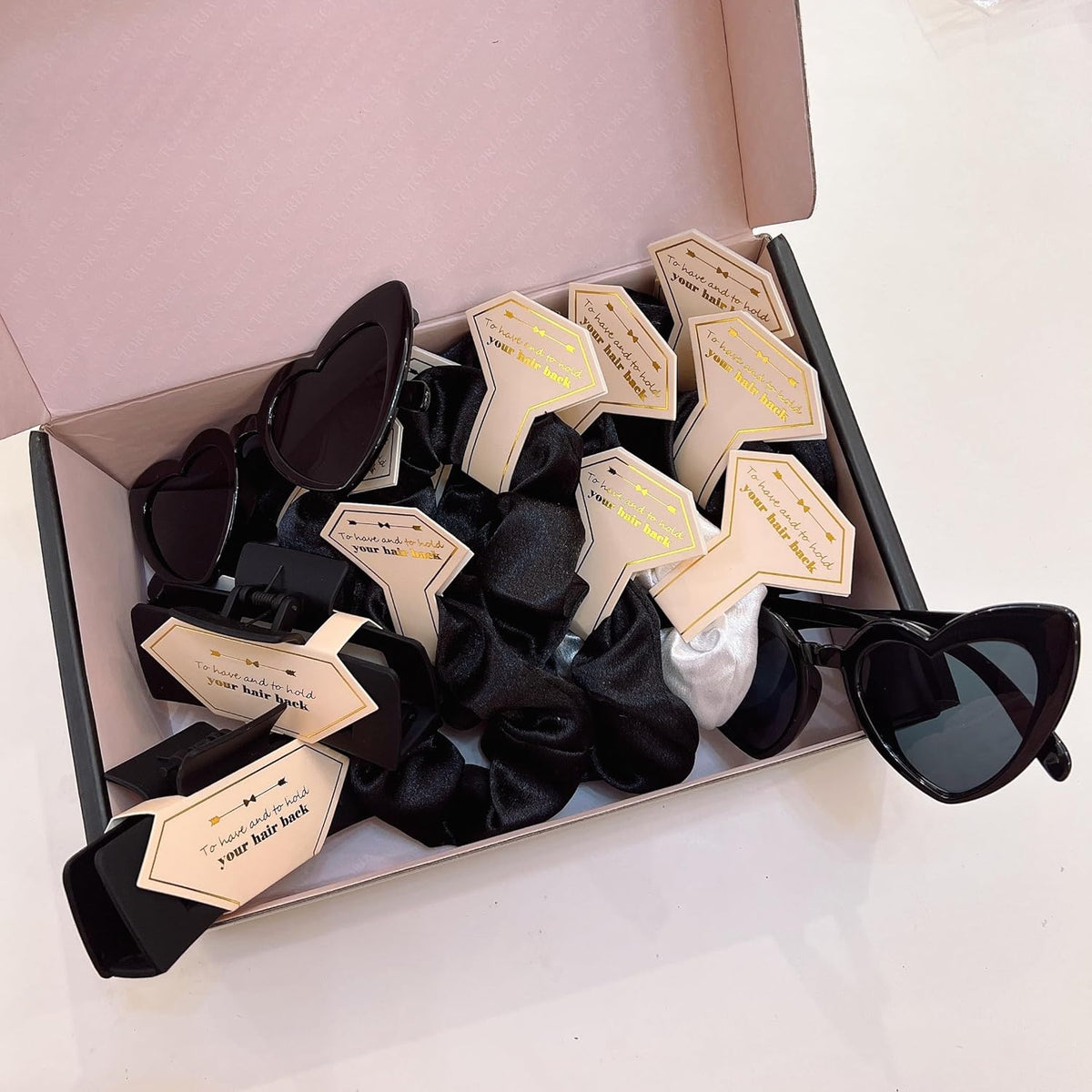 36pcs Bridesmaid Scrunchies Proposal Gifts Bachelorette Hair Claws Clips Girls heart sunglasses for