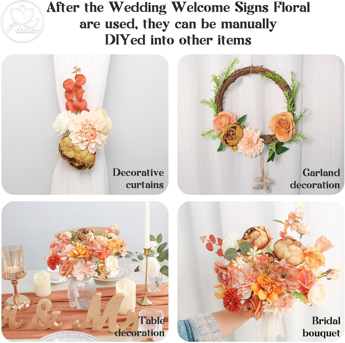 Wedding Arch Flowers Kit,Artificial Flower Arch Decor (Set of 3),2pcs Artificial Flower Arrangement