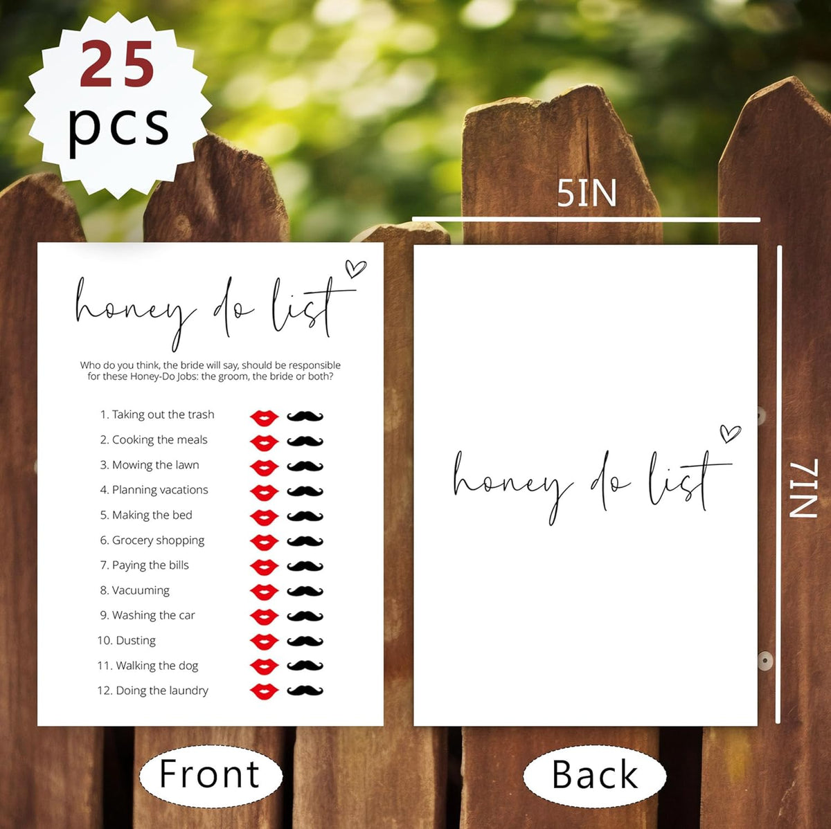 Bridal Shower Games, Honey Do List, 25Pcs Minimalist White Double-Sided Bridal Game Cards, Wedding