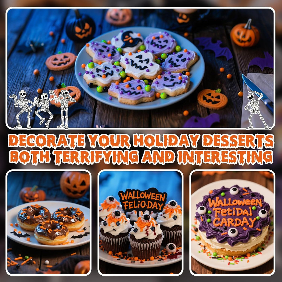 Halloween Edible Pearl Sprinkles,Nonpareils Purple Black Green and Orange Mix,Cute Pearls Cake