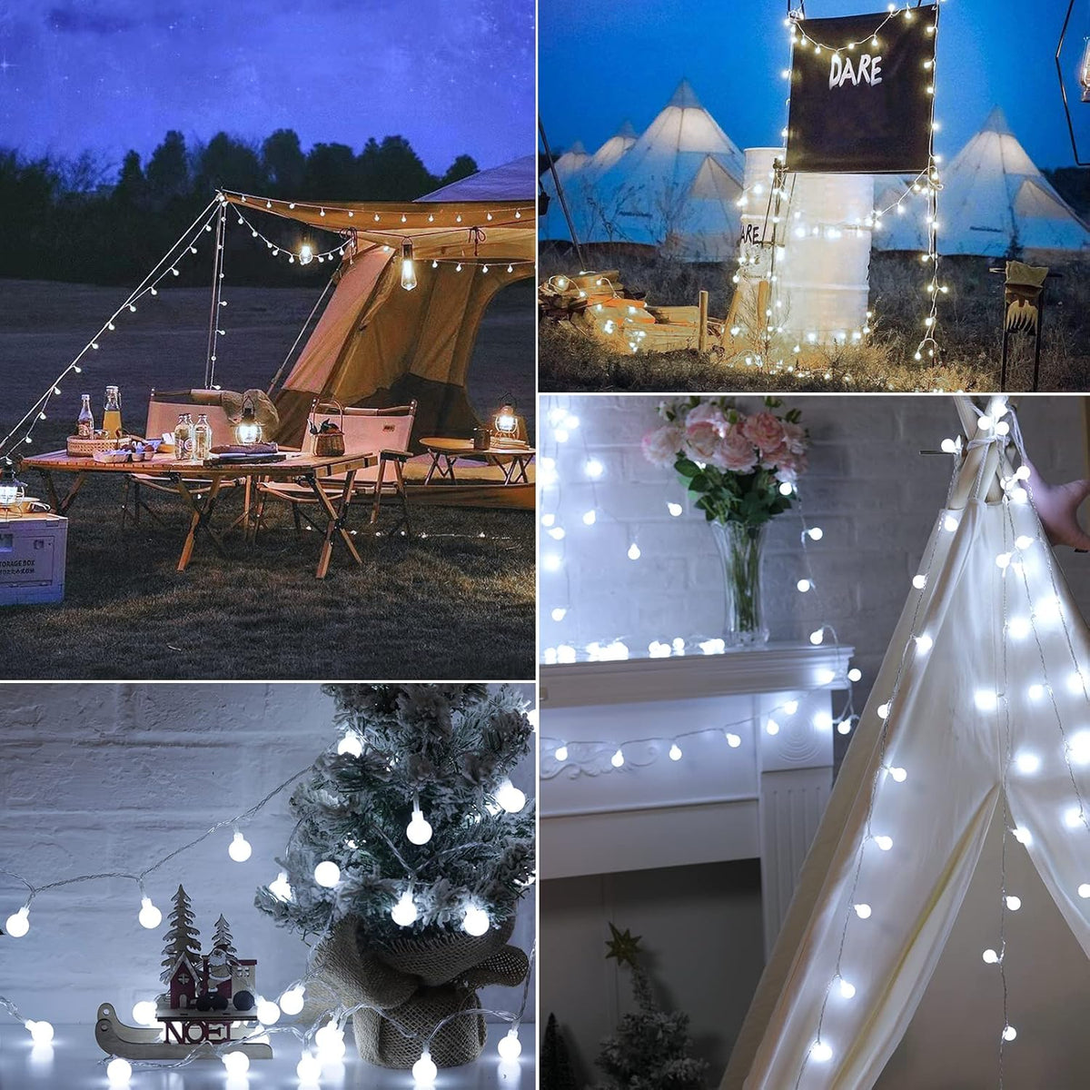 Minetom 66 Feet 200 Led Globe Ball String Lights - Fairy Plug-in With Remote, Waterproof for Indoor