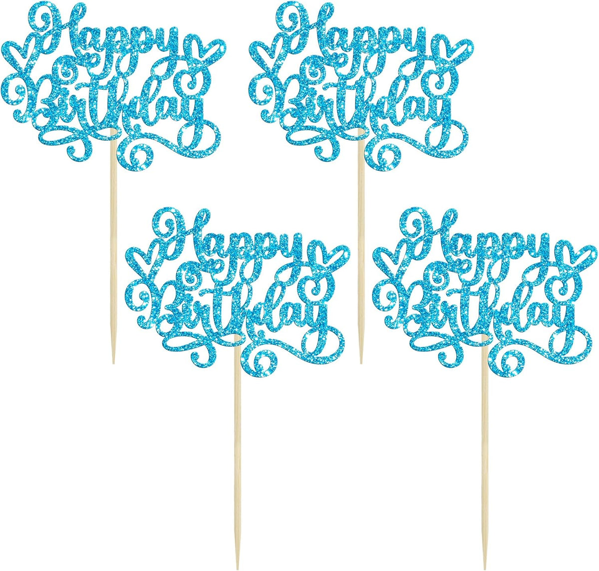 Gyufise 24Pcs Happy Birthday Cupcake Toppers Glitter Happy Birthday Cupcake Picks for Celebrating