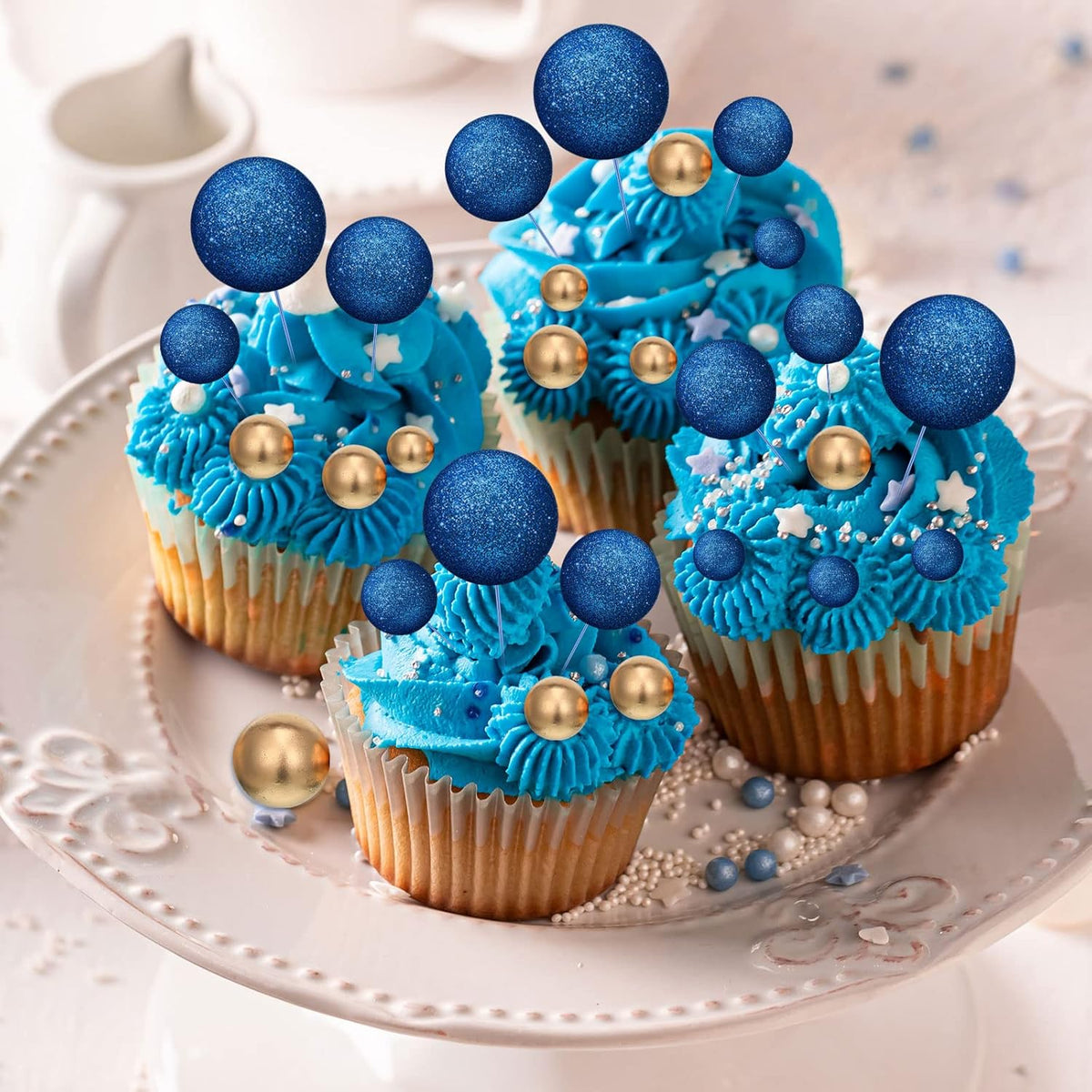 108 Pcs Balls Cake Topper DIY Cupcake Insert Foam Balloons for Cake Baking Wedding Anniversary