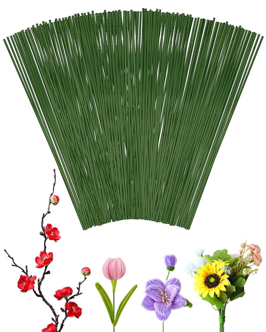 100 PCS FIVEIZERO 18 Gauge Green Floral Wire Stems for Artificial Flower Making,Florist Wire,Flower