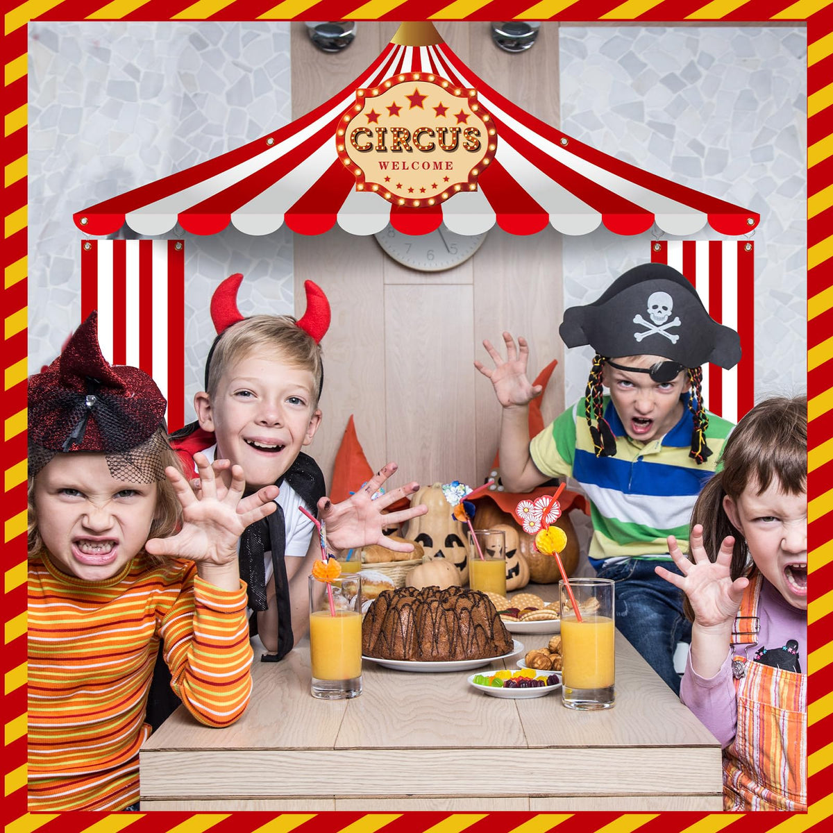 Preboun 3 Pcs Circus Tent Decorations Carnival Party Pennant Banner Set