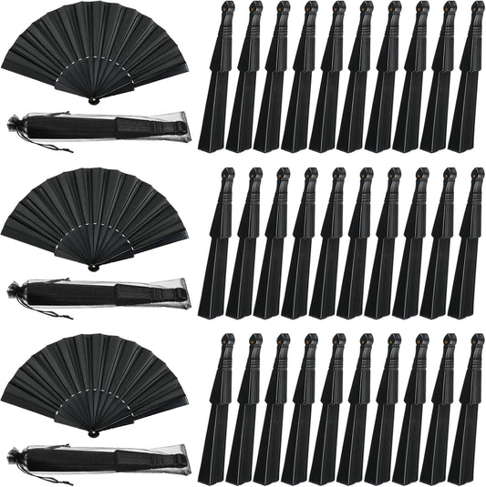 Wenqik 80 Pcs Wedding Folding Hand Fans Bulk Silk Fabric Chinese Handheld Foldable Clack Fans with