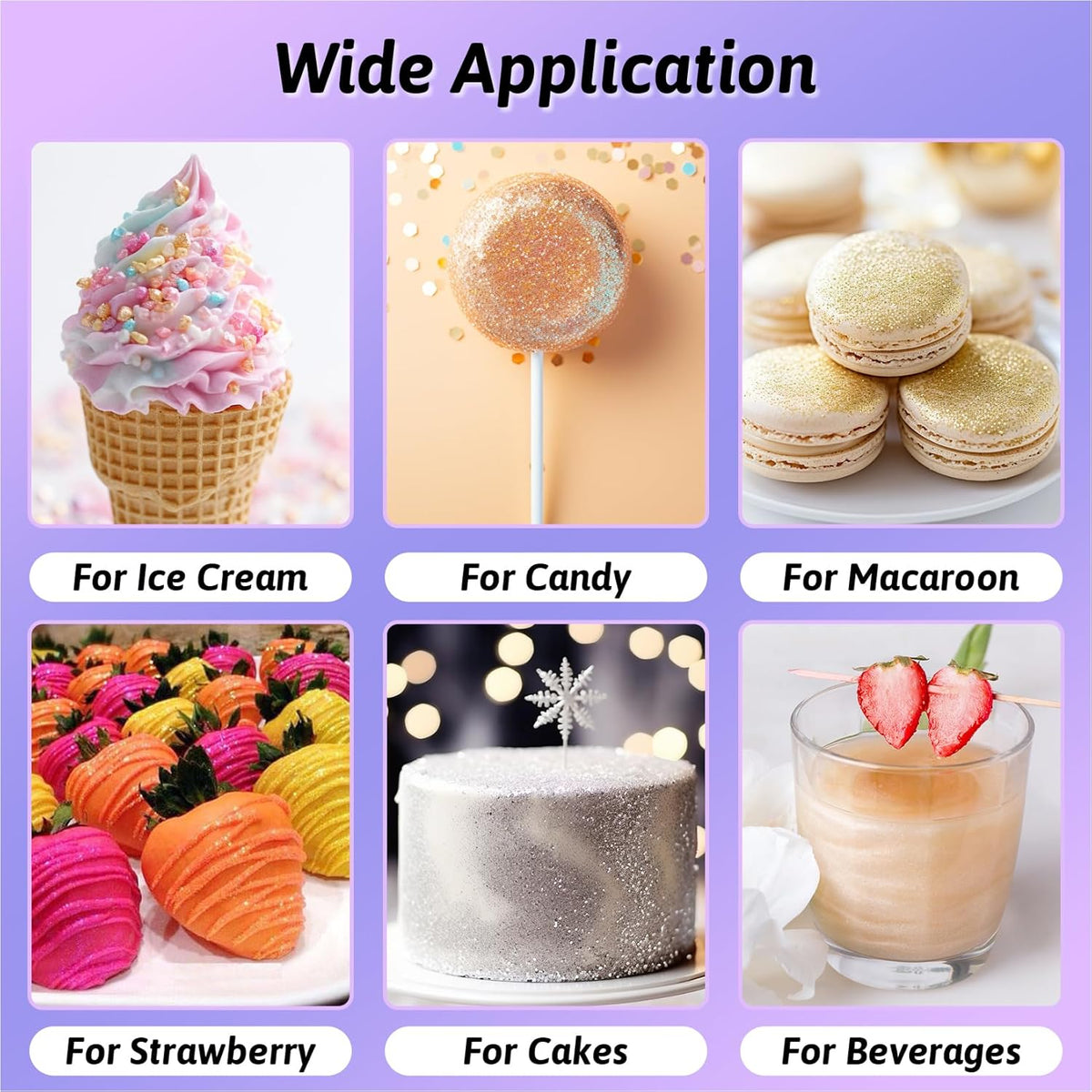 Edible Glitter - 8 Colors Luster Dust Edible Set for Drinks, Food Grade Edible Glitter Dust for