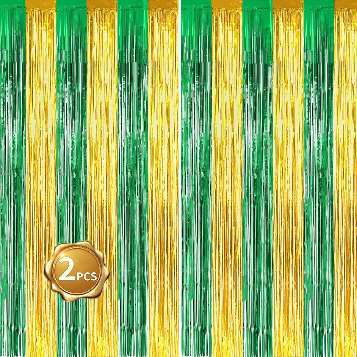 BEISHIDA 2Pcs Green Gold Door Streamers Congrats Grade 2025 Decoration Backdrop Foil Fringe Tinsel