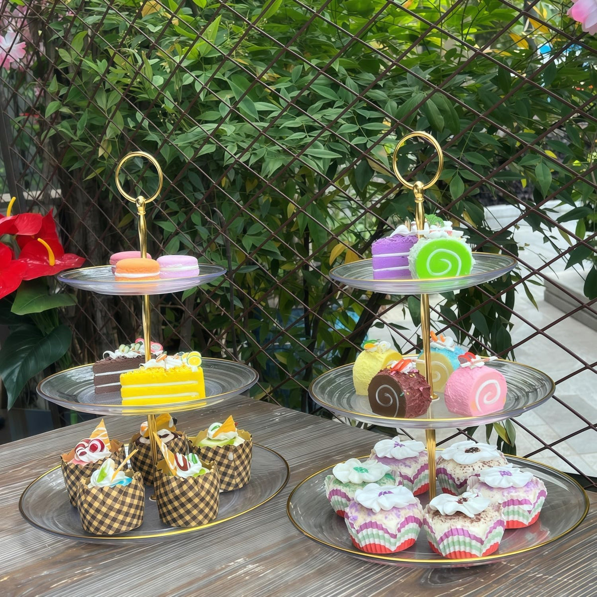 RAUVOLFIA 3 Tier Cupcake Stand, Small Tiered Serving Cake Stand, Transparent Plastic Dessert Stand