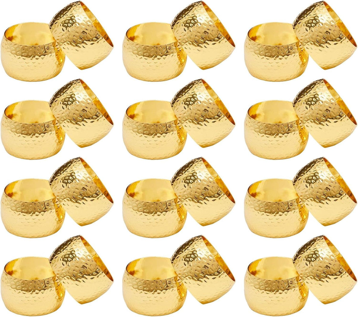 Farmlyn Creek Gold Napkin Ring Set of 12 for Weddings & Events - 1.8 x 1.8 in Zinc Metal Round