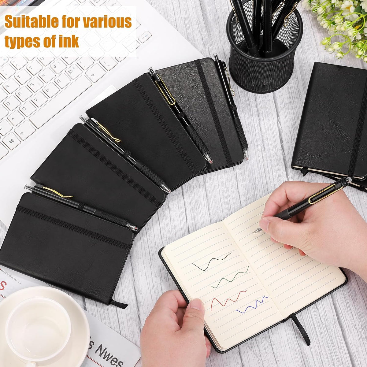 Aodaer 50 Sets Pocket Notebook Journal with Pens, 160 Pages, 3.5 x 5.5 Inch Mini Lined Journal