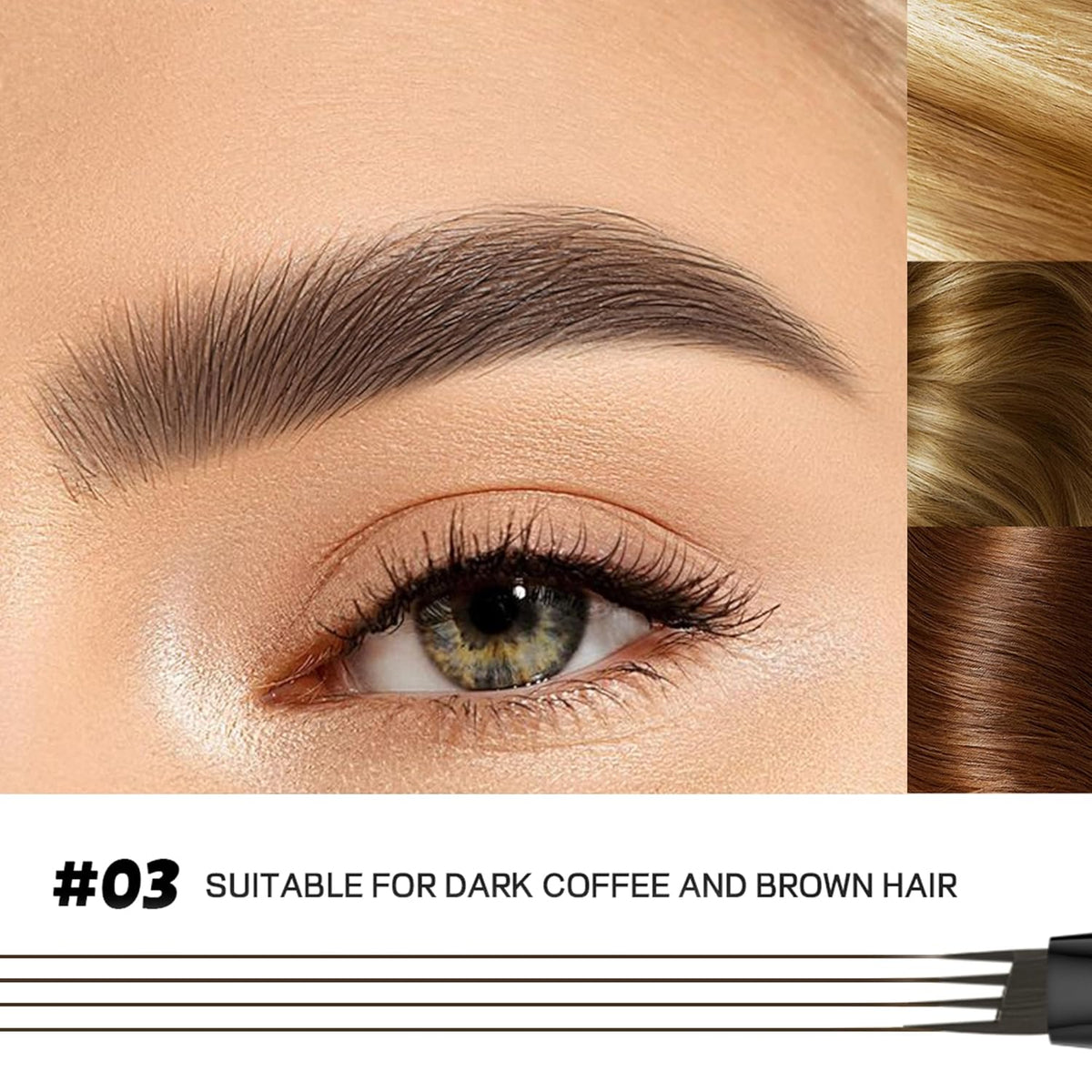 2 Pack Eyebrow Pen, Waterproof Microblading Eyebrow Pencil, 4 Tip Precise Eye Brow Makeup Pen for