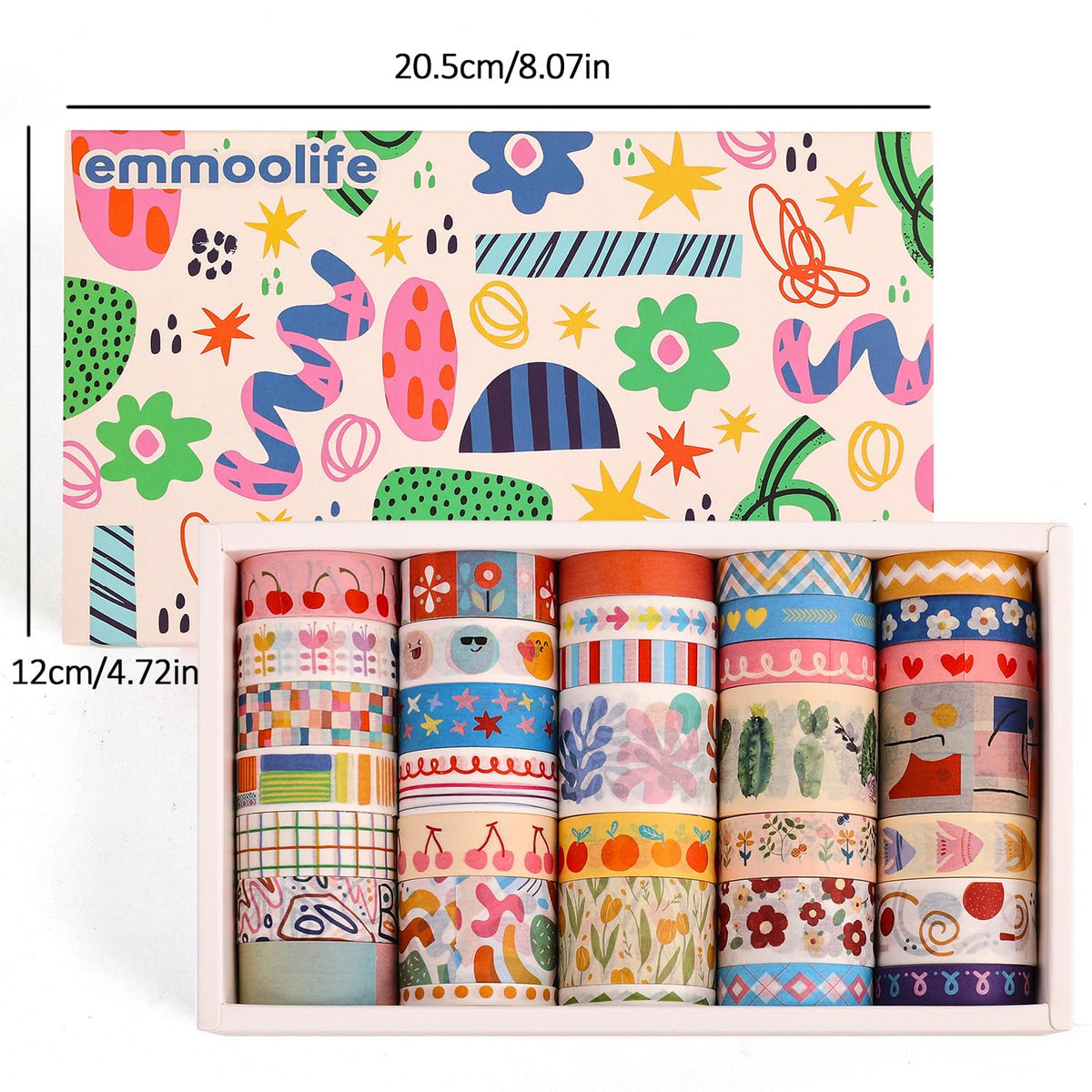 emmoolife 35 Rolls Washi Tape Set, Colorful Cute Floral Writable Decorative Tapes for Scrapbooking