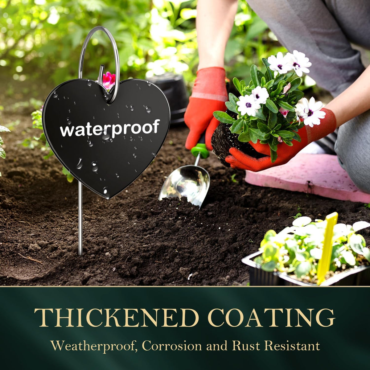 60-Pack Iron Metal Heart Shaped Garden Markers Weatherproof Metal Plant Labels Large Planting