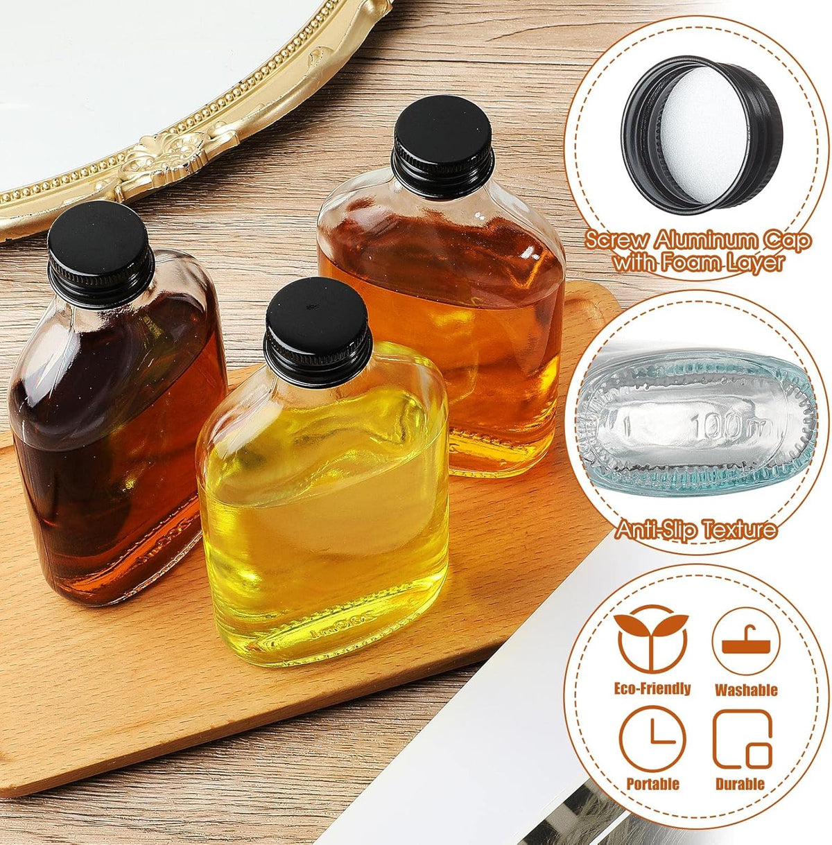 Patelai 32 Pcs Clear Glass Bottles with Caps Mini Glass Flask Liquor Bottles Empty Alcohol Shot