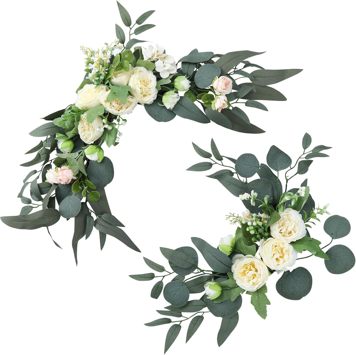 H&W 2pcs Artificial Wedding Arch Flowers for Wedding Sign, Floral Swag Dusty Decor for Reception