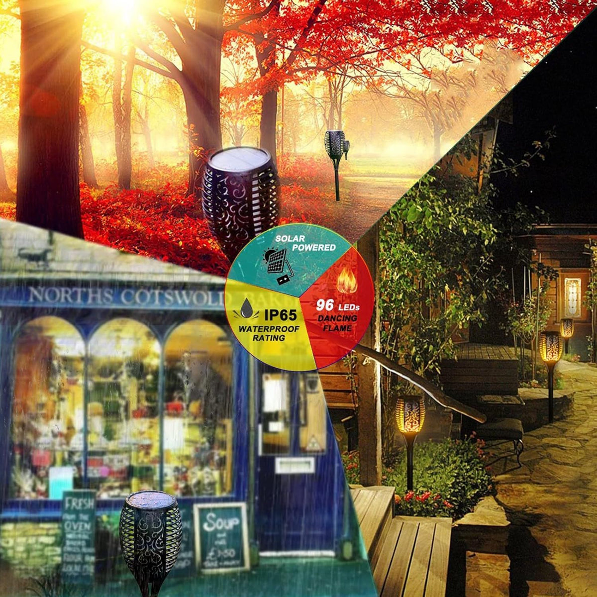 Solar Tiki Torch 43" (Super Large Size) with Flickering Flame, 99 LED Outdoor Waterproof Solar
